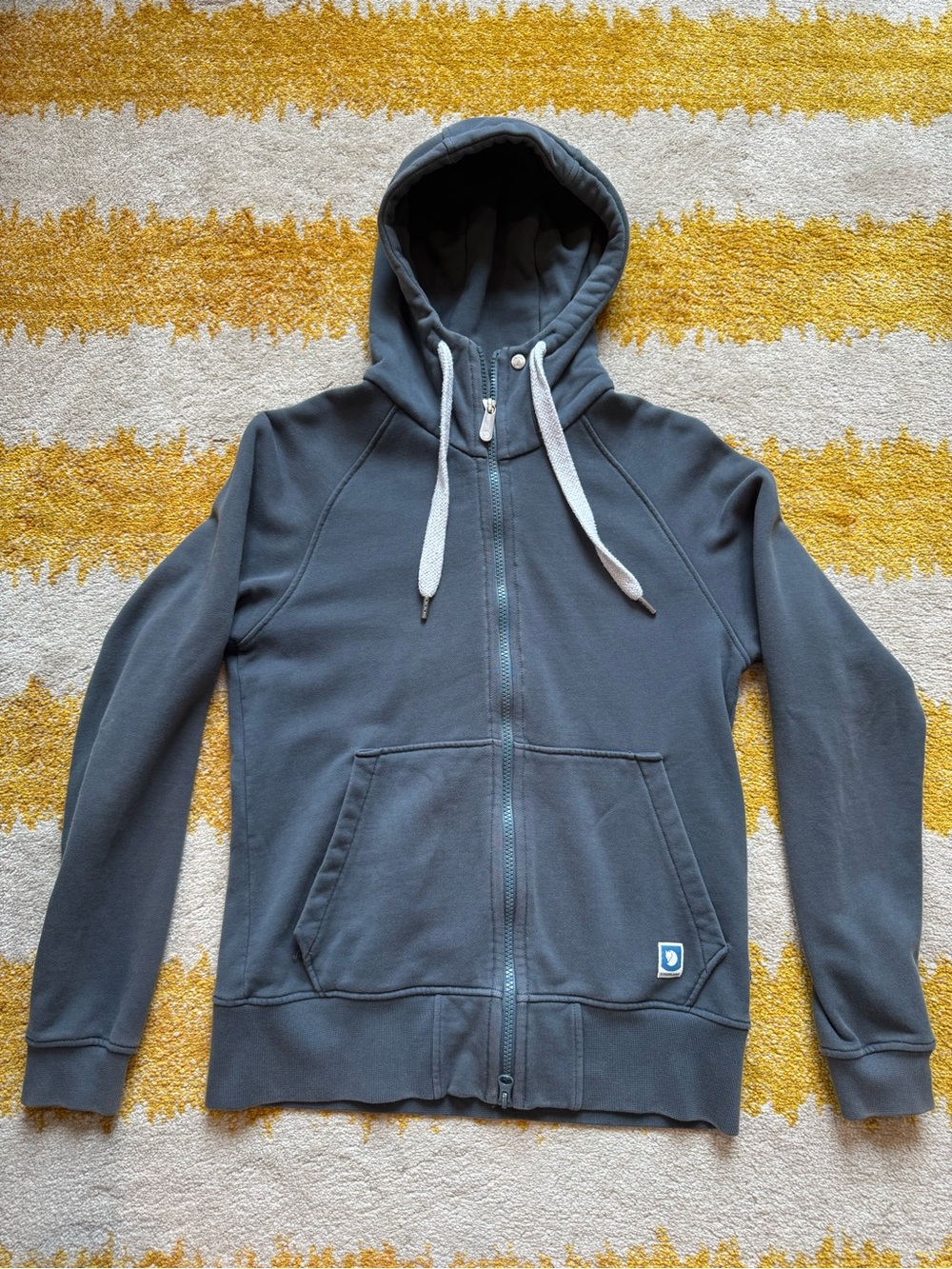 Fjallraven Women's Greenland Hoodie Zip Sweatshirt in Dusk Blue XS 100% Cotton